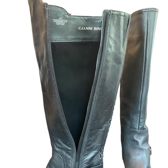 Gianni Bini Womens Kassander Leather Studded Block Heel Riding Boot Buckle Sz 6 - Picture 11 of 16